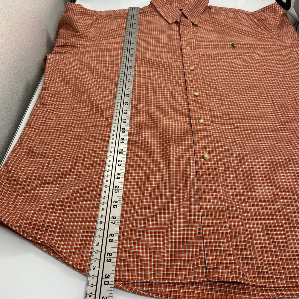 Ralph Lauren Mens XL Plaid Button Down Shirt‎ Orange White Long Sleeve Preppy - Picture 5 of 8